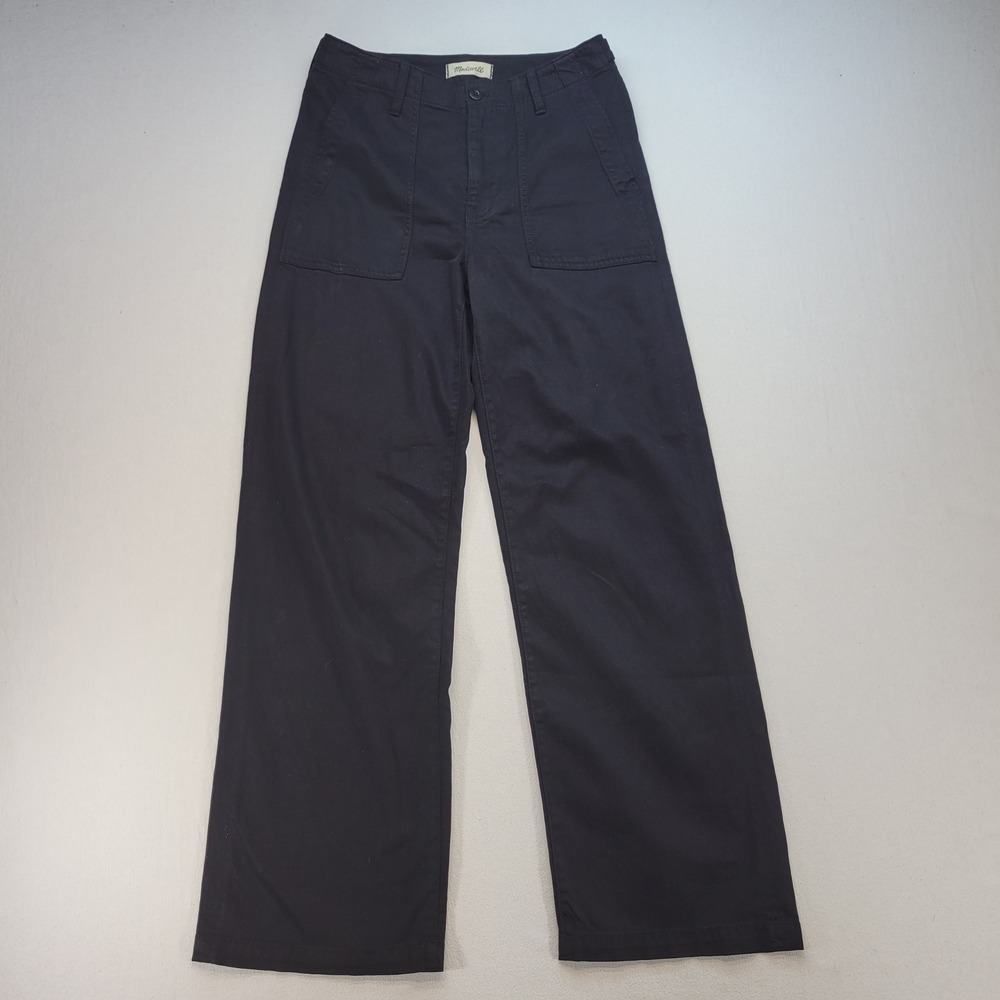 Madewell Low Slung Baggy Pants‎ Womens 26 Black Wide Leg Utility Patch Pocket